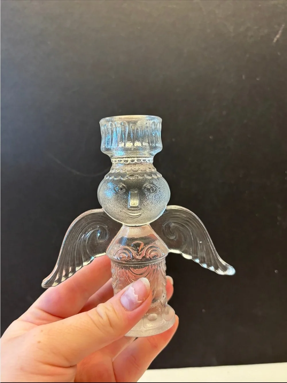 Clear Glass Angel Candle Holder